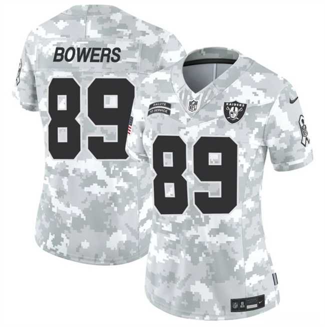 Womens Las Vegas Raiders #89 Brock Bowers 2024 F.U.S.E Arctic Camo Salute To Service Limited Stitched Jersey Dzhi